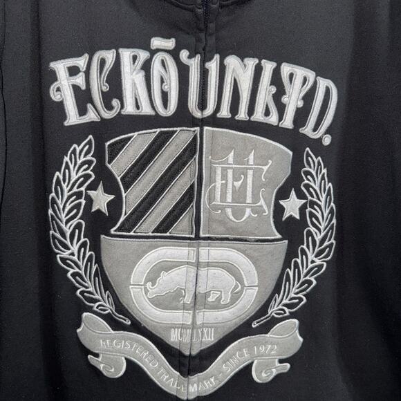 Y2K Ecko Unltd Men’s Black Embroidered Zip Up Seater Big And Tall 3xl - Picture 2 of 7